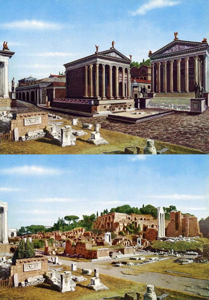 Как выглядели 12 культовых сооружений Римской империи 2000 лет назад и что от них осталось сейчас 46