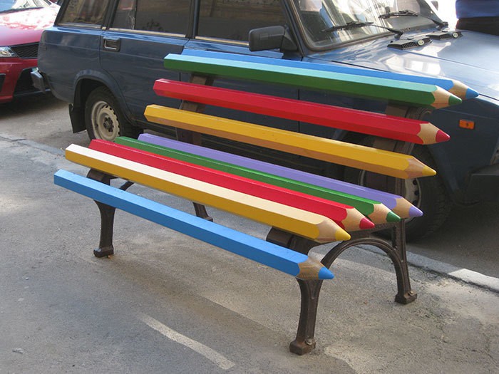 Bench Out Of Pencils In Kiev, Ukraine