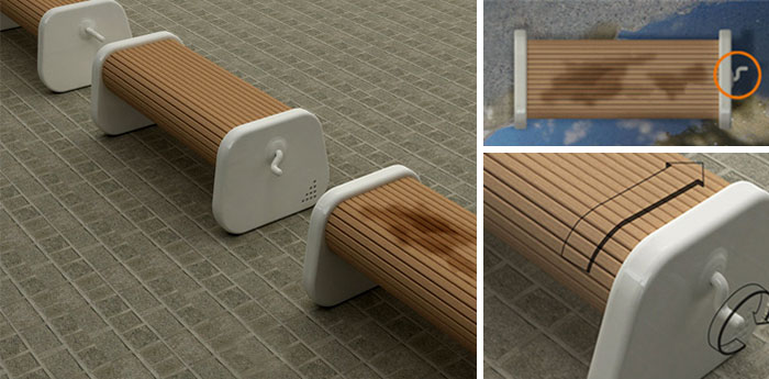 Rotating Bench Keeps The Seat Dry After Rain