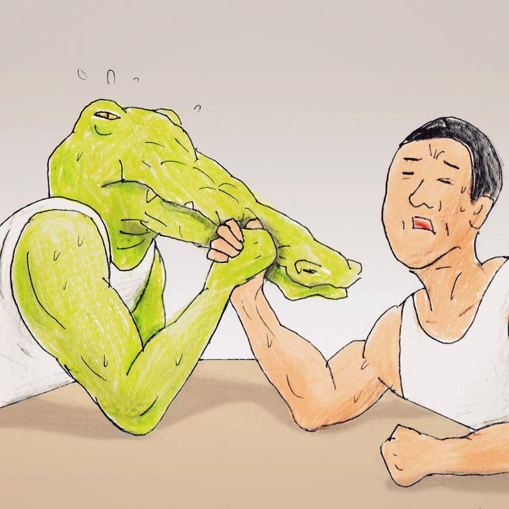 Художник из Японии показал, какой сложной была бы жизнь крокодилов в мире людей 79