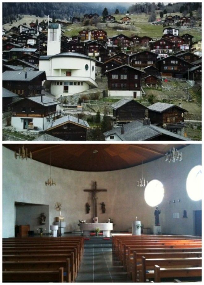 В горной деревушке Альбинен есть своя церковь Швейцария Фото infomaniyacom