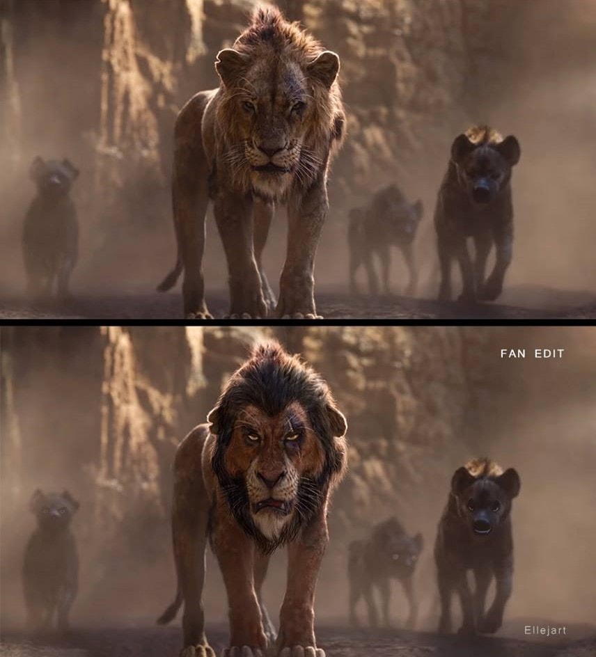 Художник решил, что героям нового «Короля Льва» не хватает мультяшных эмоций, и добавил их на кадры фильма 51