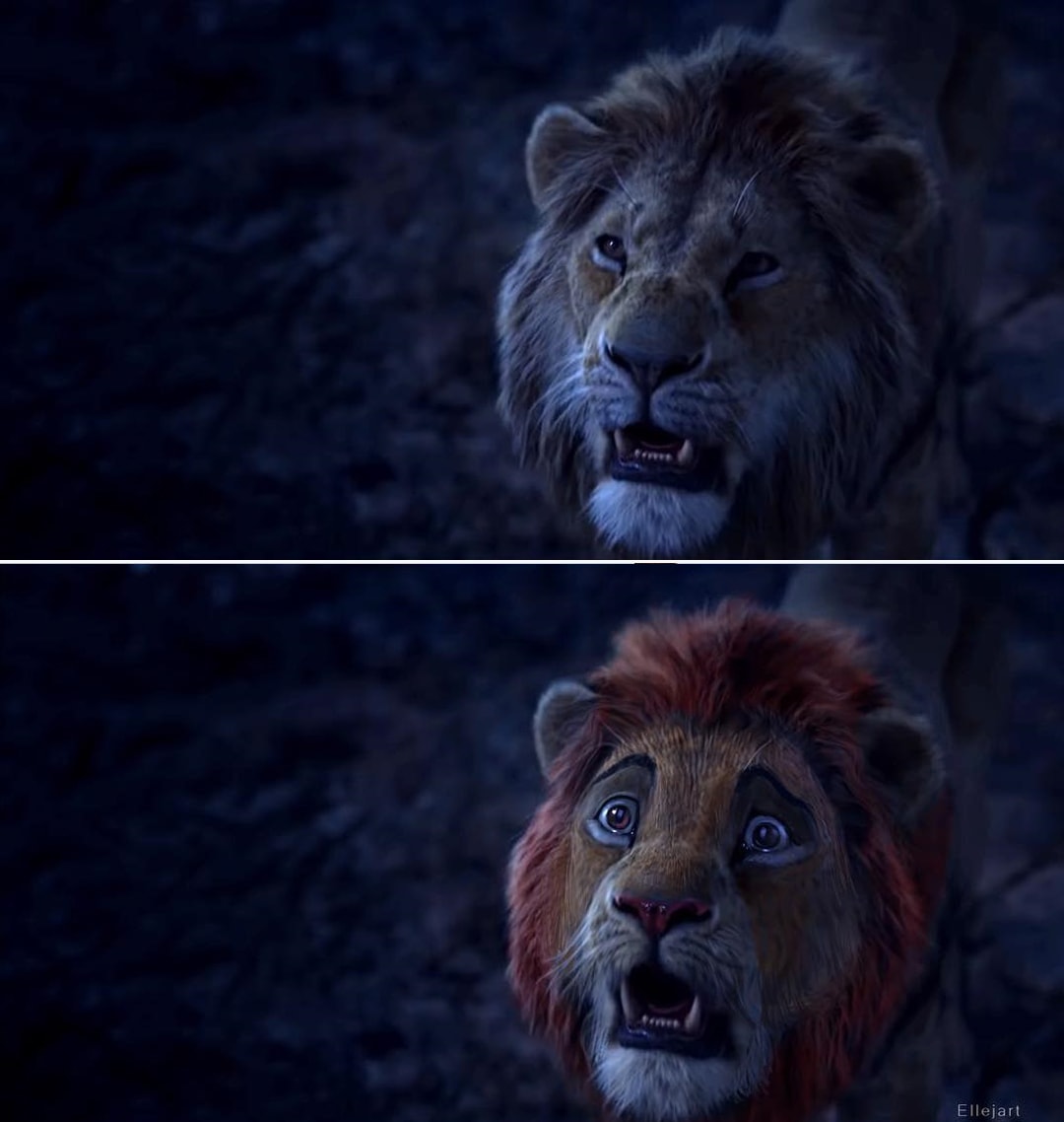 Художник решил, что героям нового «Короля Льва» не хватает мультяшных эмоций, и добавил их на кадры фильма 50