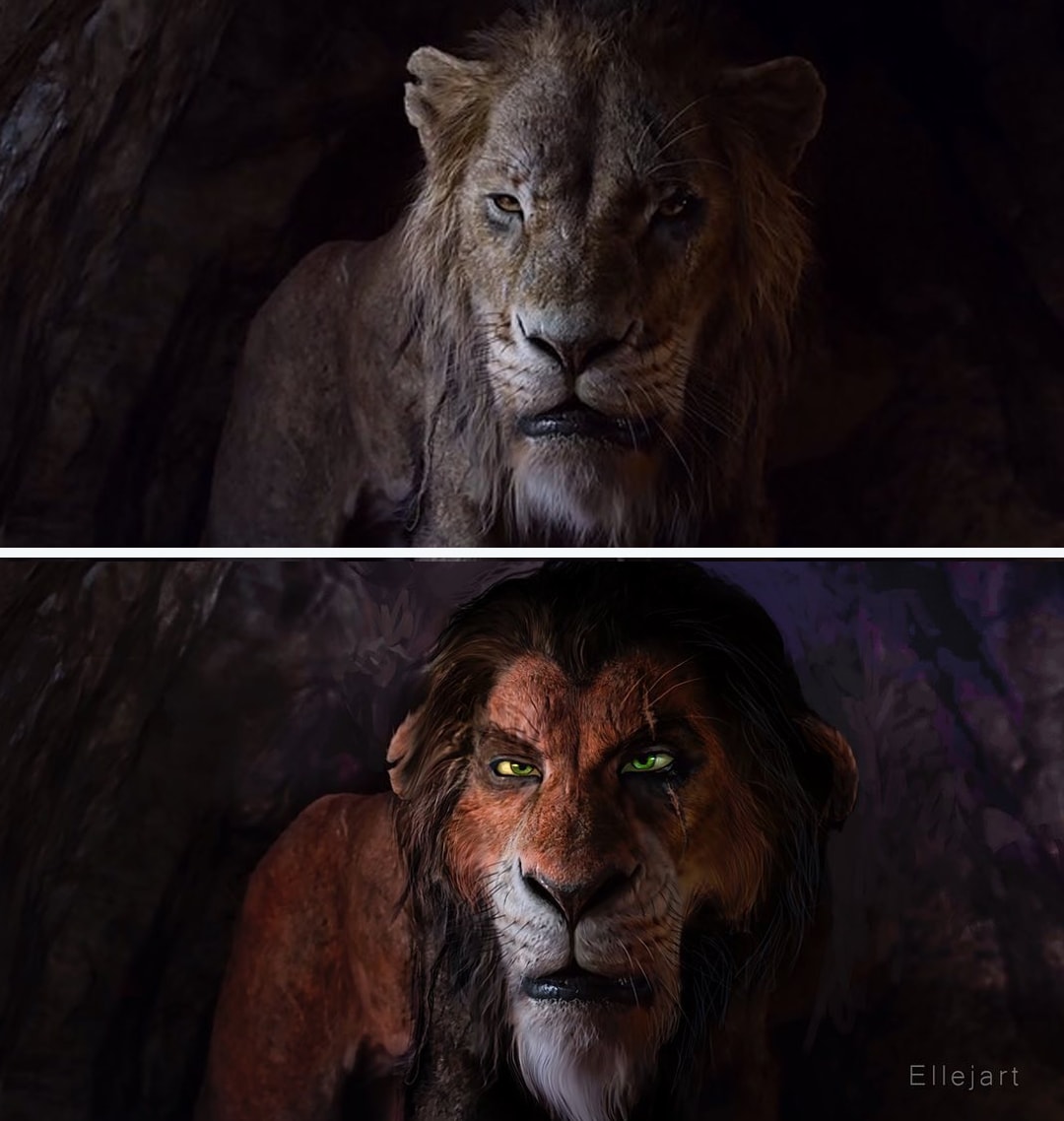 Художник решил, что героям нового «Короля Льва» не хватает мультяшных эмоций, и добавил их на кадры фильма 44