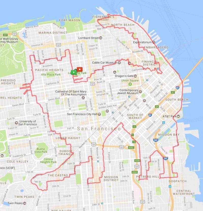 Бегун пробегает свои километры, используя карту Гугл вместо холста 54