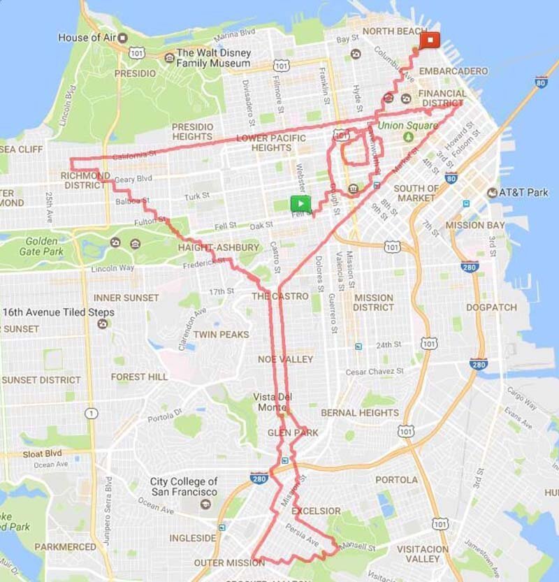 Бегун пробегает свои километры, используя карту Гугл вместо холста 56