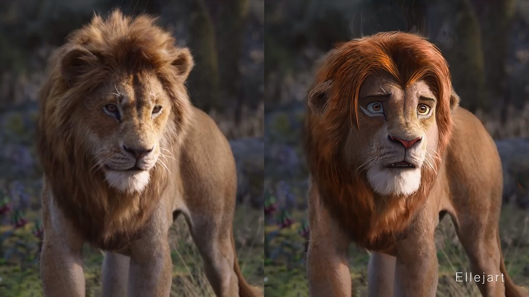 Художник решил, что героям нового «Короля Льва» не хватает мультяшных эмоций, и добавил их на кадры фильма 48