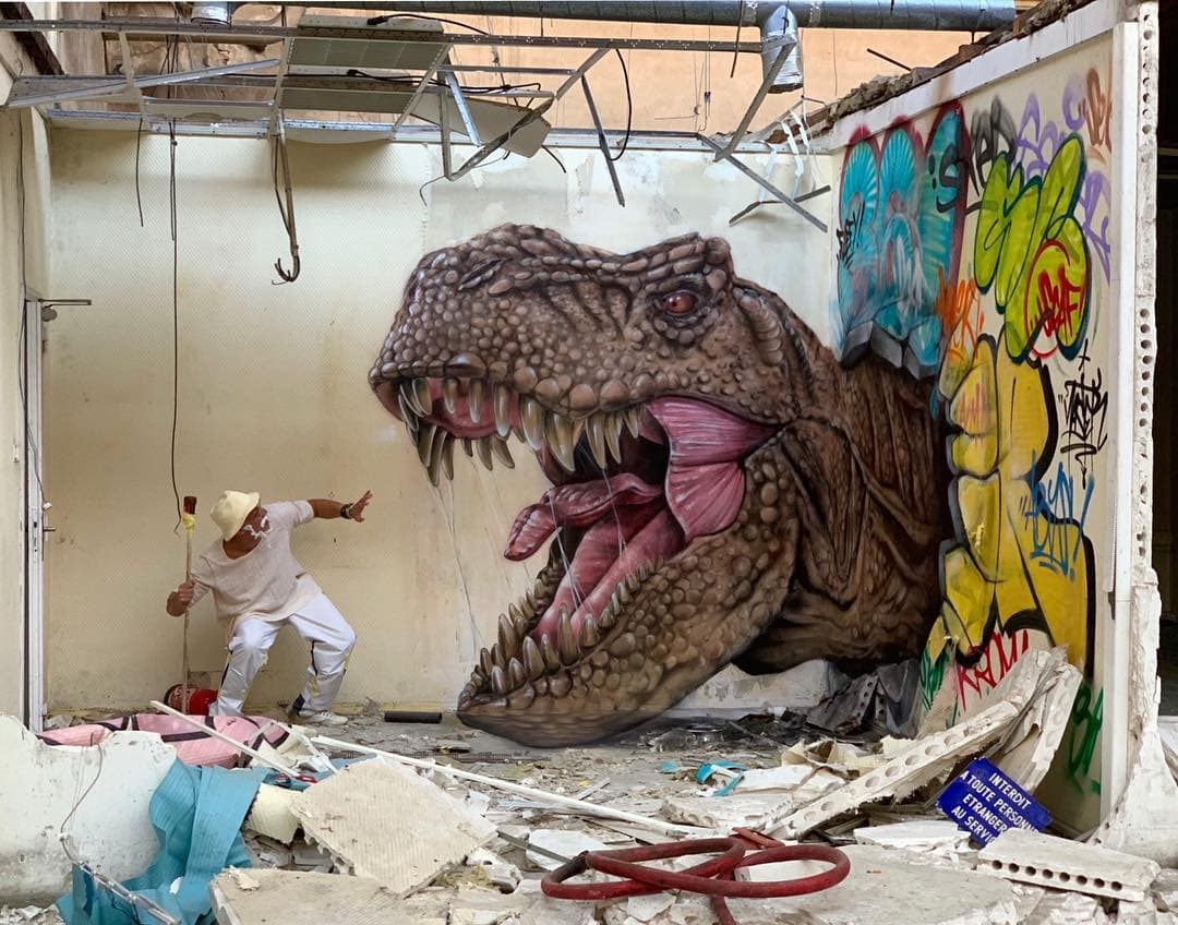 18 граффити от французского мастера, чьи змеи, скорпионы и динозавры выглядят живее всех живых 62