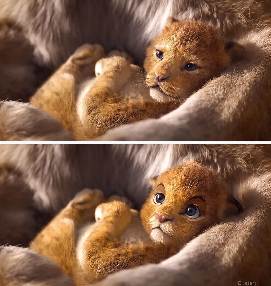 Художник решил, что героям нового «Короля Льва» не хватает мультяшных эмоций, и добавил их на кадры фильма 41