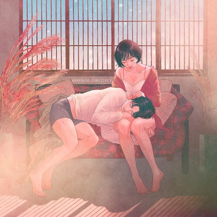 Романтические рисунки корейского художника, которые трогают душу 75