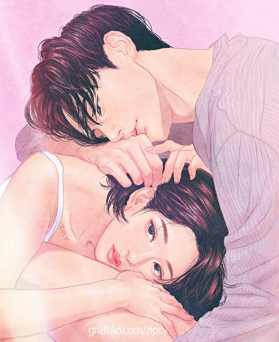 Романтические рисунки корейского художника, которые трогают душу 80