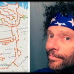 Бегун пробегает свои километры, используя карту Гугл вместо холста