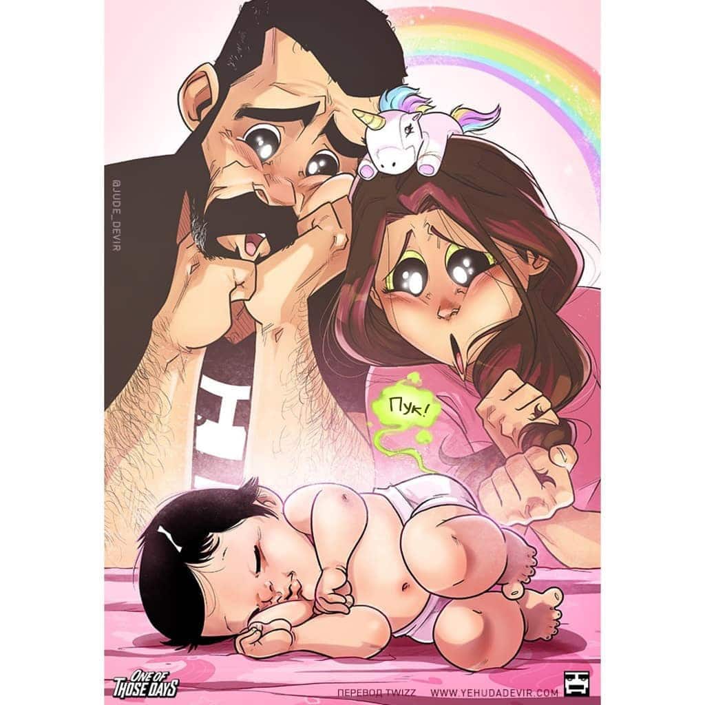 Израильский художник рисует комиксы о его жизни с женой и их новорождённой дочерью 41