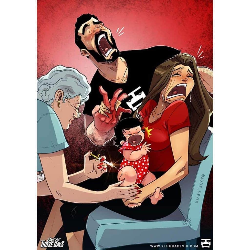Израильский художник рисует комиксы о его жизни с женой и их новорождённой дочерью 43