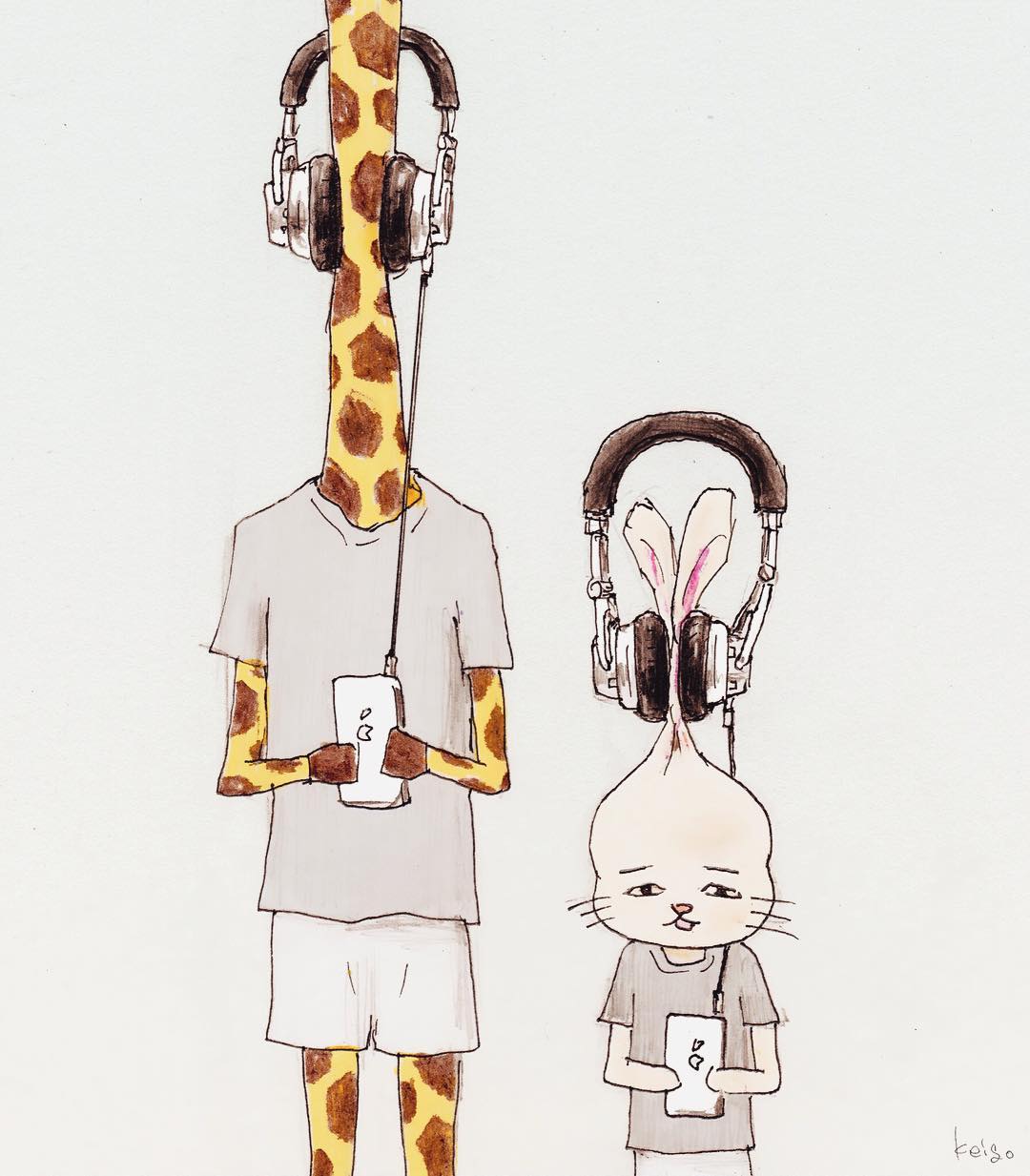 28 рисунков японского художника о сложной жизни человекообразных жирафов в мире людей 96