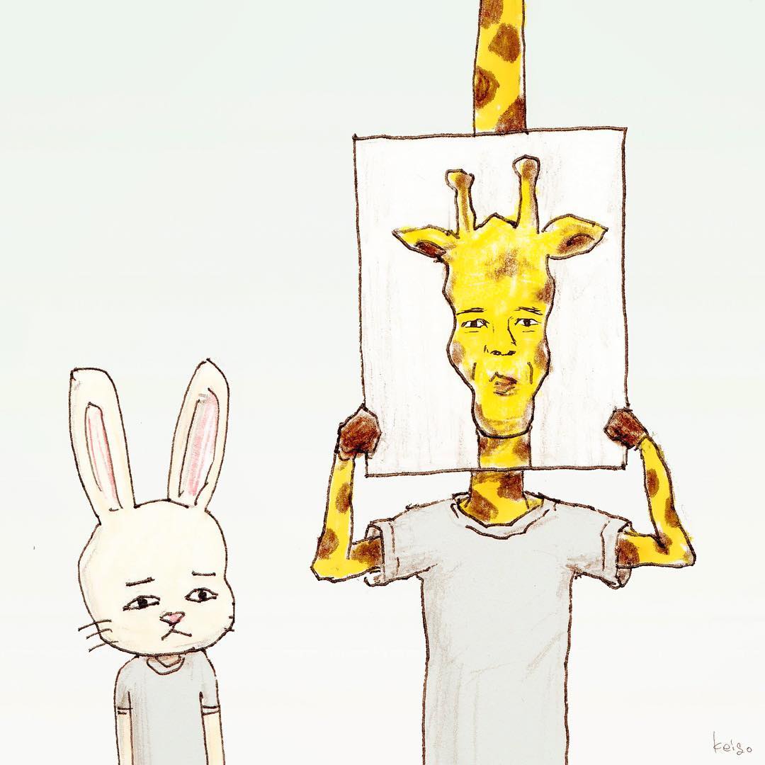 28 рисунков японского художника о сложной жизни человекообразных жирафов в мире людей 97