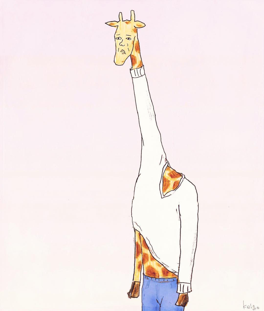 28 рисунков японского художника о сложной жизни человекообразных жирафов в мире людей 104