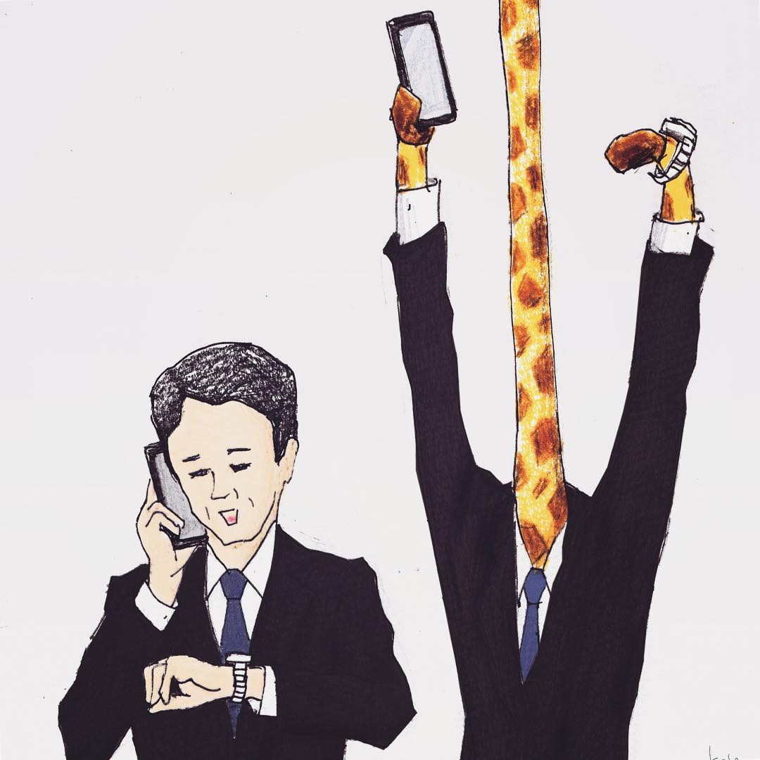 28 рисунков японского художника о сложной жизни человекообразных жирафов в мире людей 111