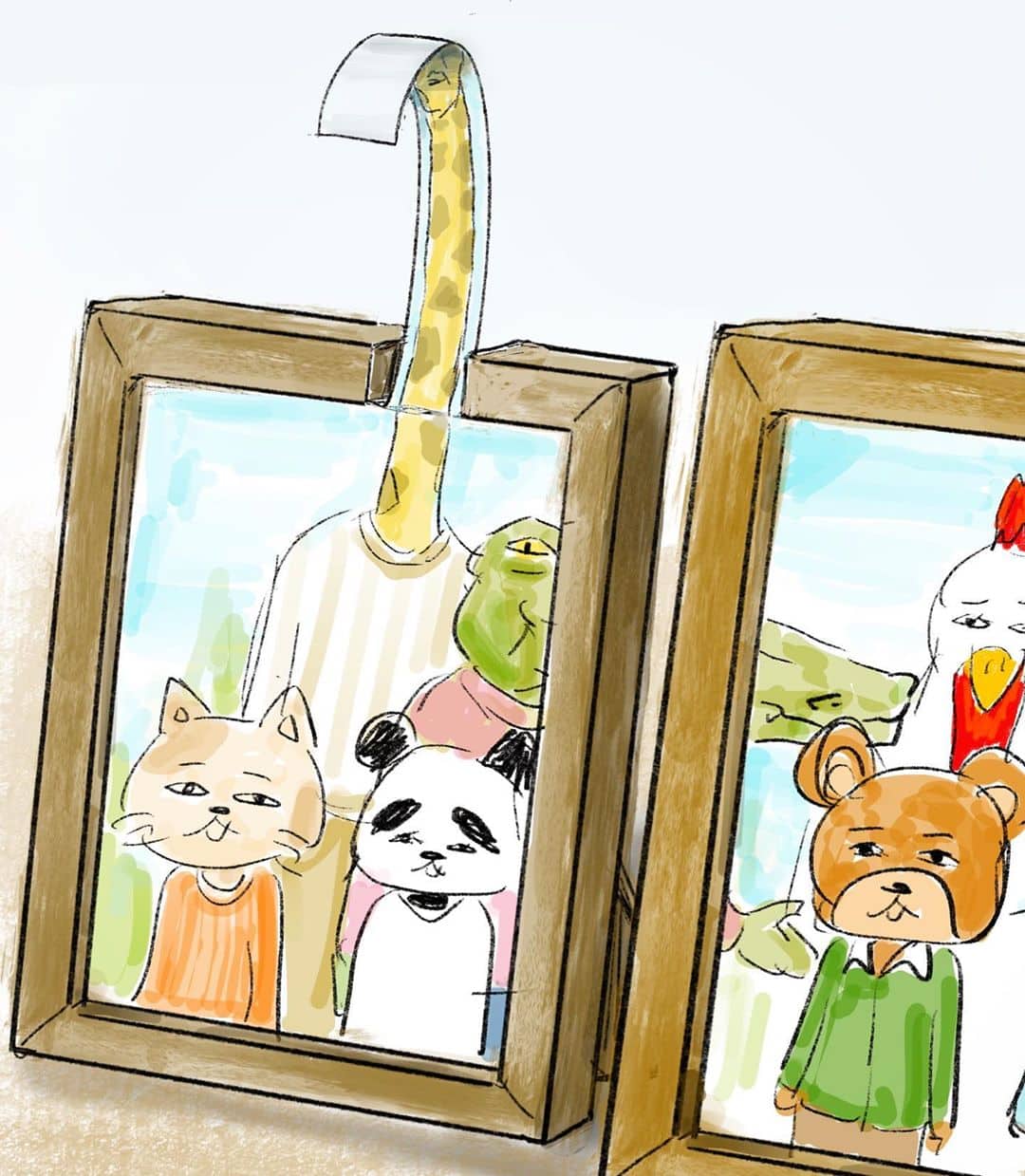 28 рисунков японского художника о сложной жизни человекообразных жирафов в мире людей 118