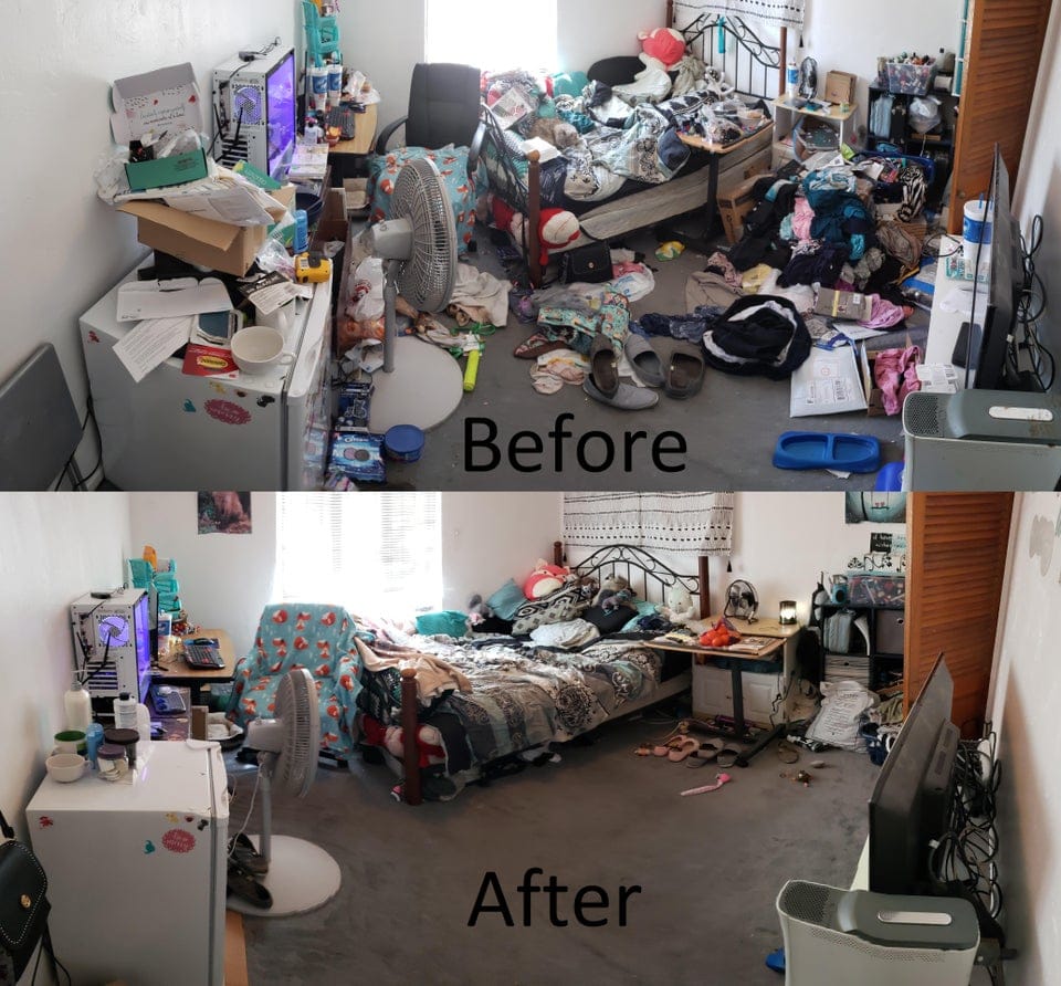 15 фотографий комнат до и после уборки беспорядка, который появился из-за депрессии их владельцев 53