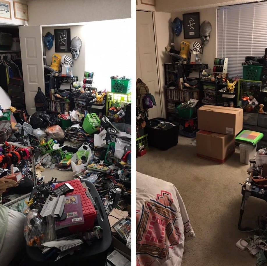 15 фотографий комнат до и после уборки беспорядка, который появился из-за депрессии их владельцев 57
