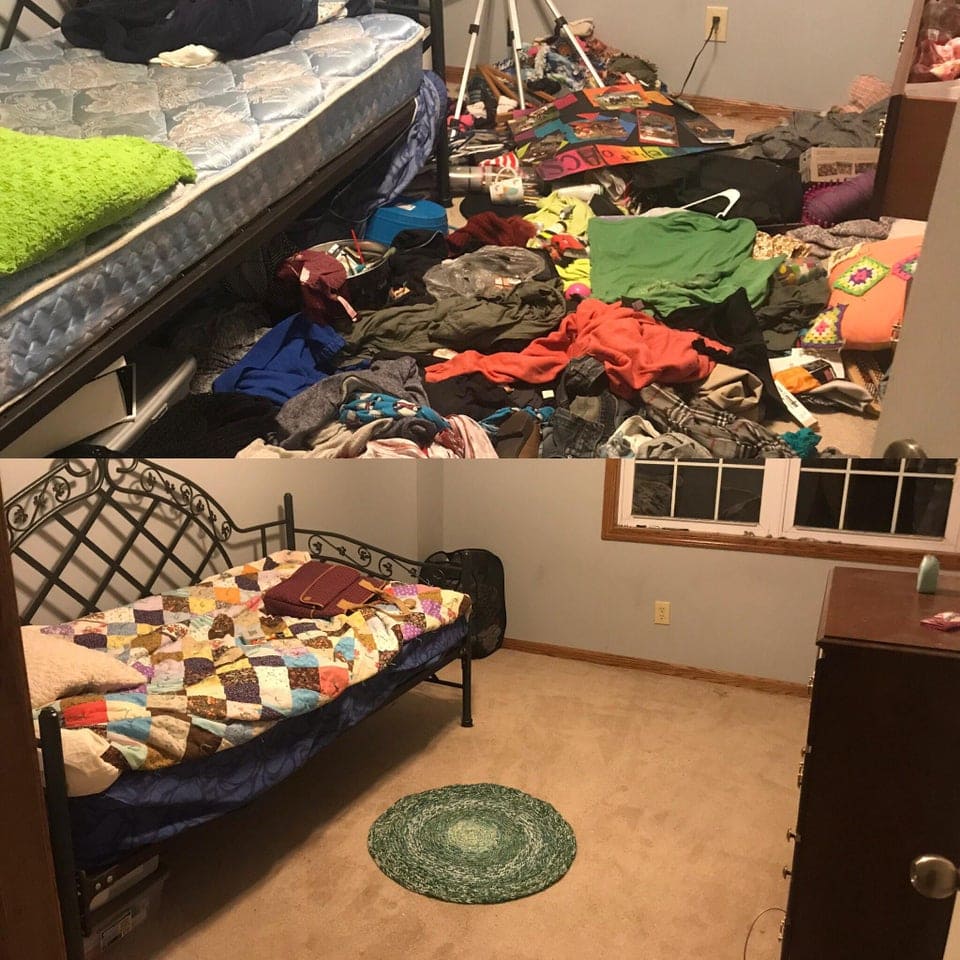 15 фотографий комнат до и после уборки беспорядка, который появился из-за депрессии их владельцев 56