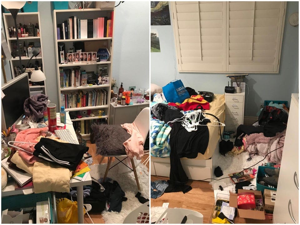 15 фотографий комнат до и после уборки беспорядка, который появился из-за депрессии их владельцев 59