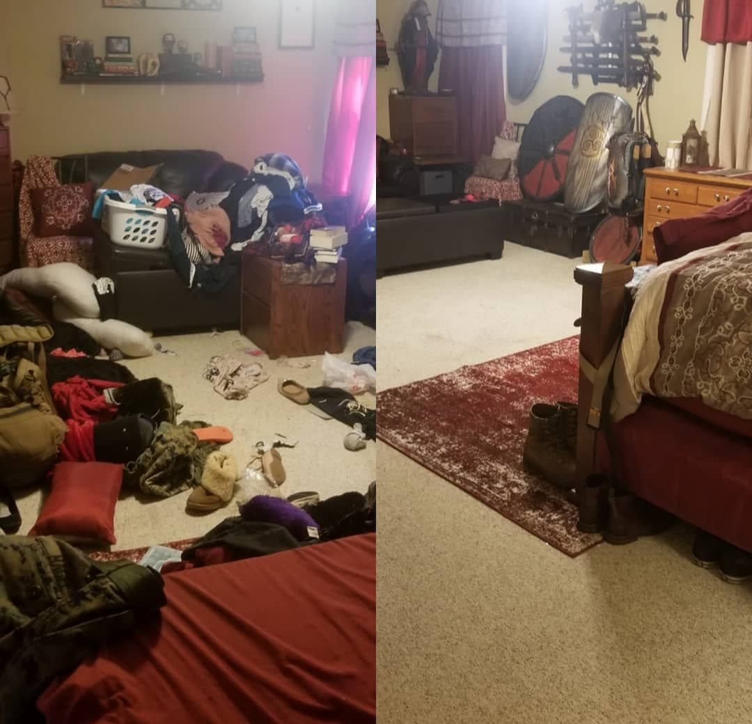 15 фотографий комнат до и после уборки беспорядка, который появился из-за депрессии их владельцев 68