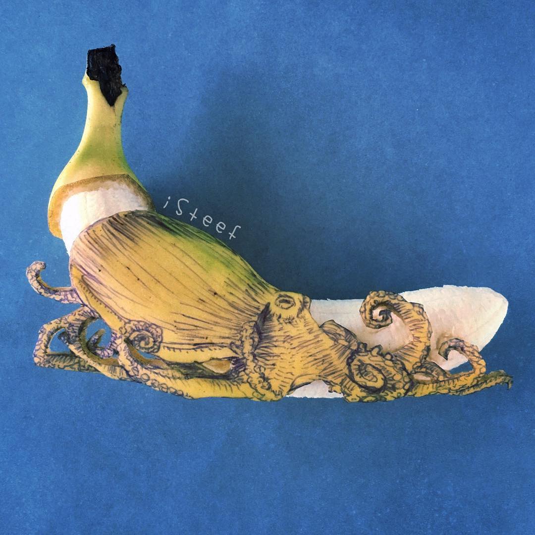 Голландский художник рисует на бананах 122