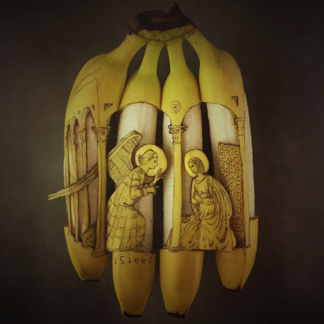 Голландский художник рисует на бананах 140