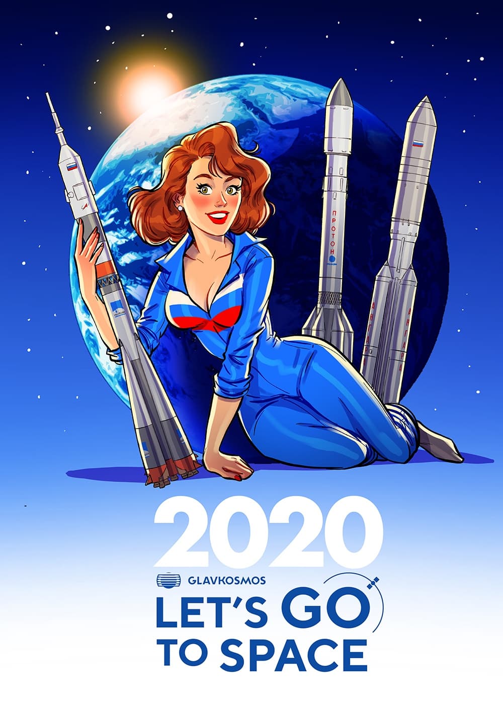 Художник нарисовал для Главкосмоса календарь 2020 года в пин-ап стиле, спрятав там шутки и пасхалки 40