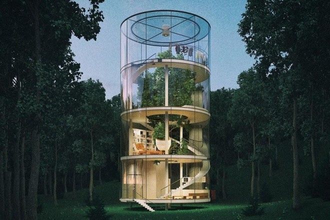 Казахский дизайнер спроектировал потрясающий стеклянный дом в виде... трубы вокруг дерева 28