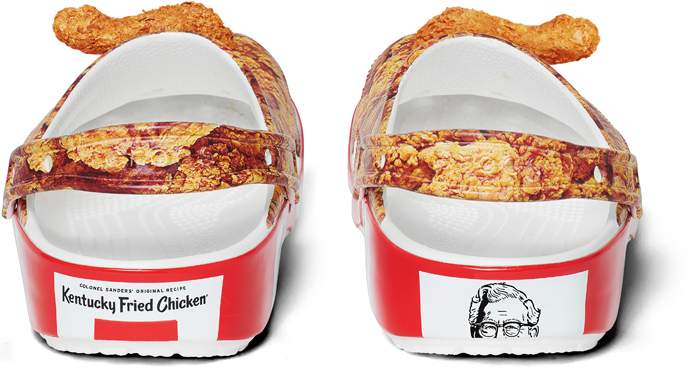 Crocs и KFC представили обувь с кусками жареной курицы. Они несъедобные, зато пахнут 24