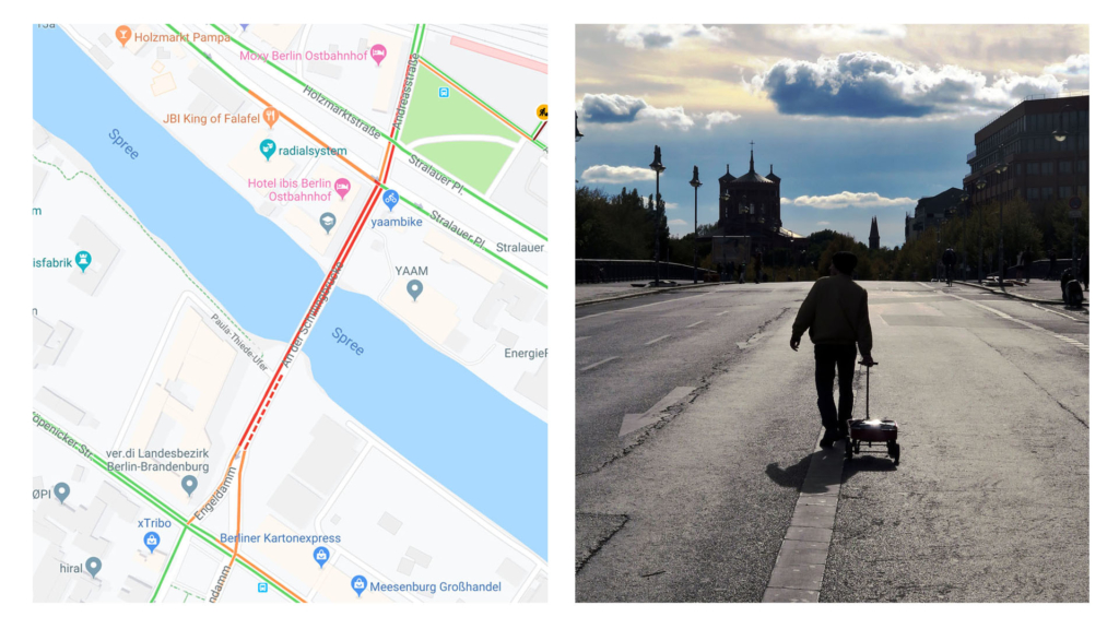 Немецкий художник с помощью тележки с 99 смартфонами создал виртуальные пробки в Google Maps 13