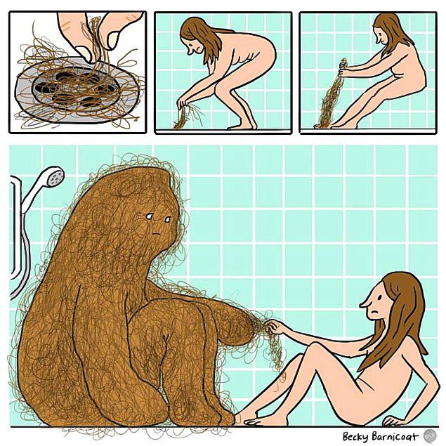 Жизненные комиксы о вечной женской проблеме — волосах 56
