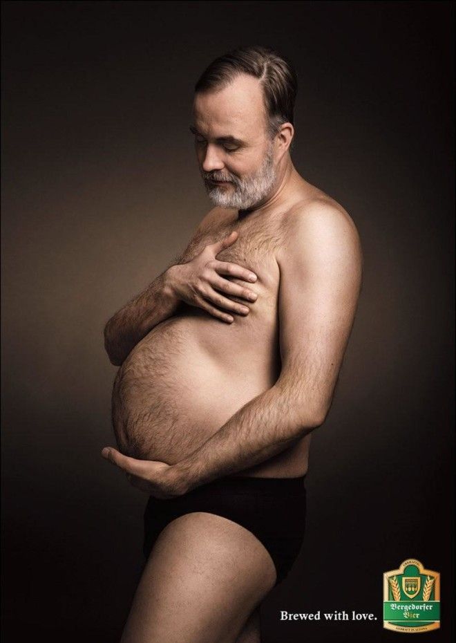 Реклама немецкого пива показывает мужчин, обнимающих свои животы, как беременные женщины 10
