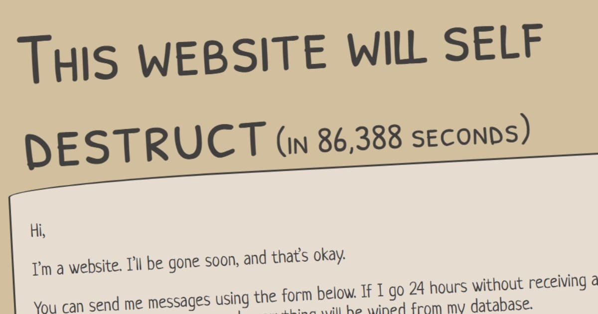В сети появился сайт, который самоуничтожится через 24 часа. Чтобы он выжил, люди должны писать ему сообщения