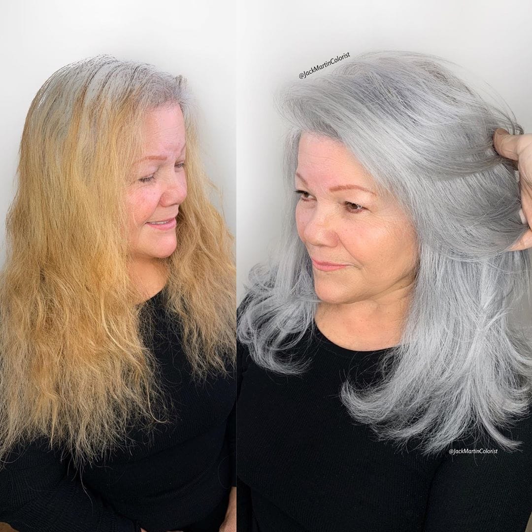 16 работ от парикмахера из Калифорнии, который не прячет седину клиенток, а наоборот — заставляет ей гордиться 56
