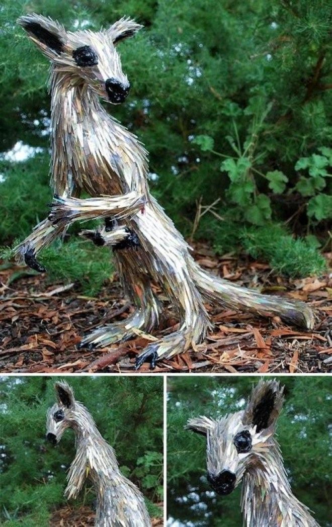 Потрясающие скульптуры животных, созданные Шоном Эвери из компакт-дисков (29 фото) 47
