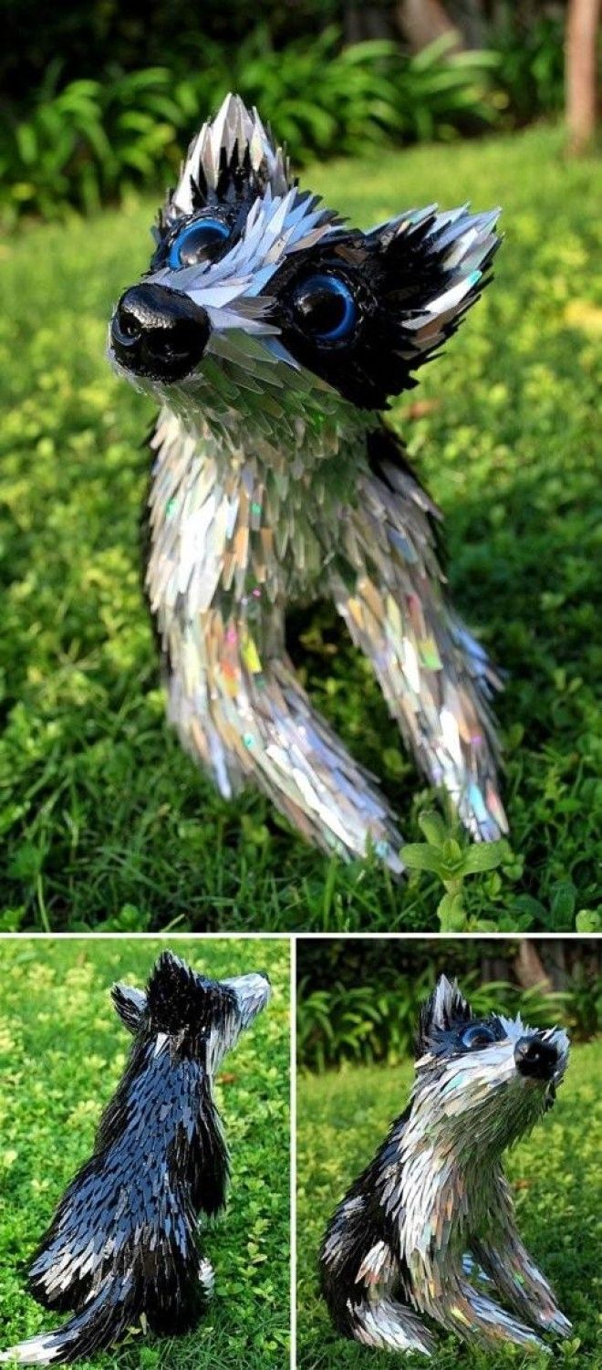 Потрясающие скульптуры животных, созданные Шоном Эвери из компакт-дисков (29 фото) 51