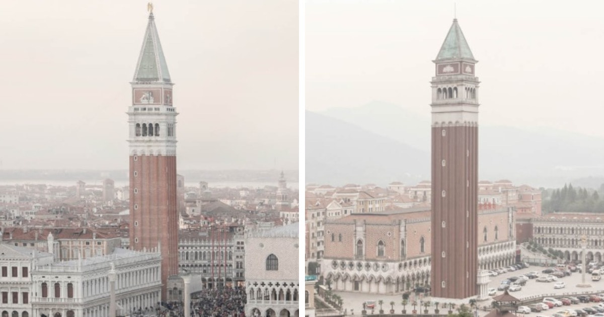 Фотограф совмещает снимки реальных Парижа и Венеции с их копиями в других странах. И где что — понять сложно 72