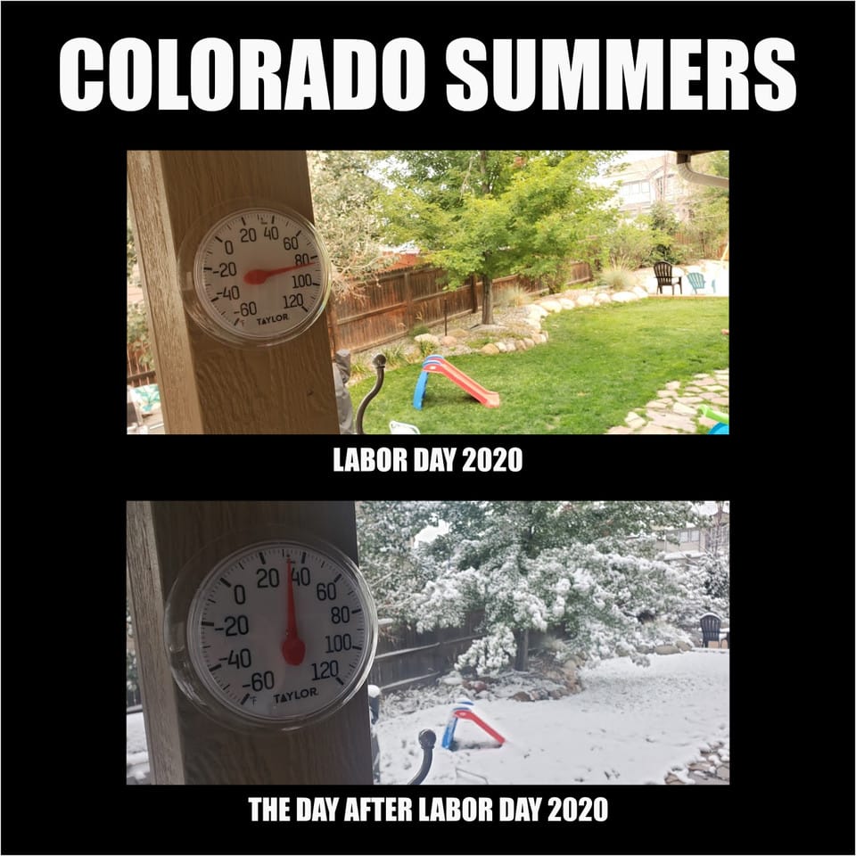 В Колорадо после долгой жары выпал снег. Пользователи сети сранивают, как резко всё изменилось за день 43