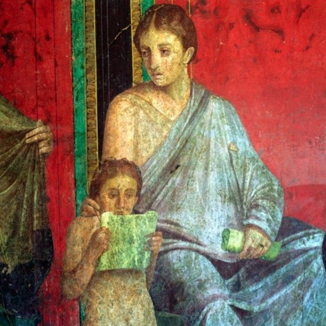 Часть фрески с изображением читающей юной девушки I век до нашей эры