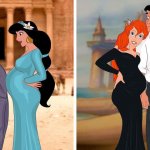 Российская художница нарисовала известнейших диснеевских персонажей беременными и с детками