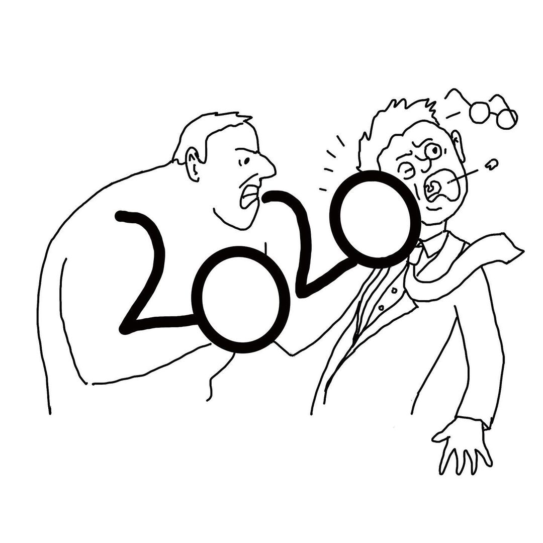 Художник обыгрывает 2020 год в чёрно-белых рисунках, показывая, что для передачи сути много линий не нужно 39