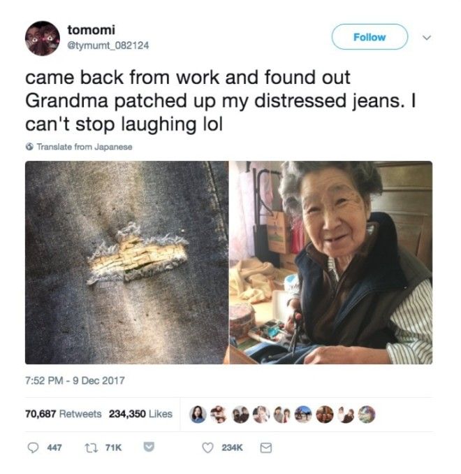 Бабушка переделала рваные джинсы внучки. Теперь популярны обе! 13