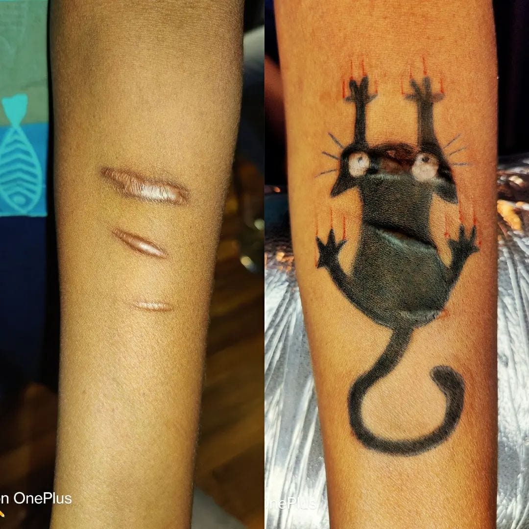 16 случаев, когда люди с помощью татуировок оригинально скрыли или обыграли свои шрамы и родимые пятна 57