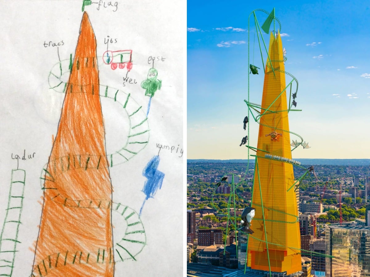 Художники изобразили, как выглядели бы знаменитые сооружения, будь они построены по детским рисункам 68