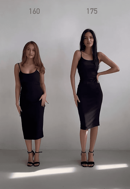 Девушки примеряют одинаковую одежду, показывая, как одни и те же модели выглядят на высоких и низких людях 61