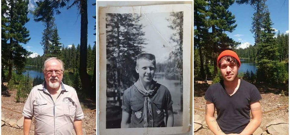 16 фото, которые люди решили повторить в тех же памятных местах, только спустя года 55